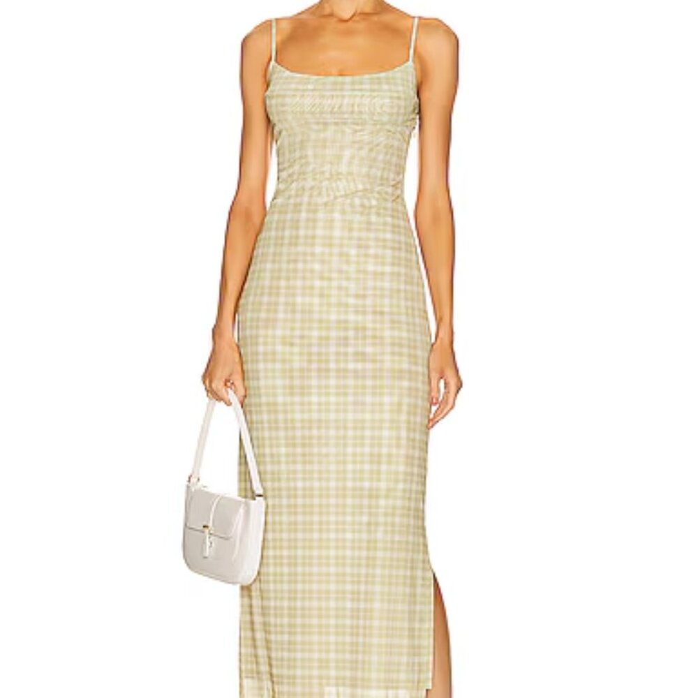 Miaou Thais Maxi Dress in Baby Plaid Limon